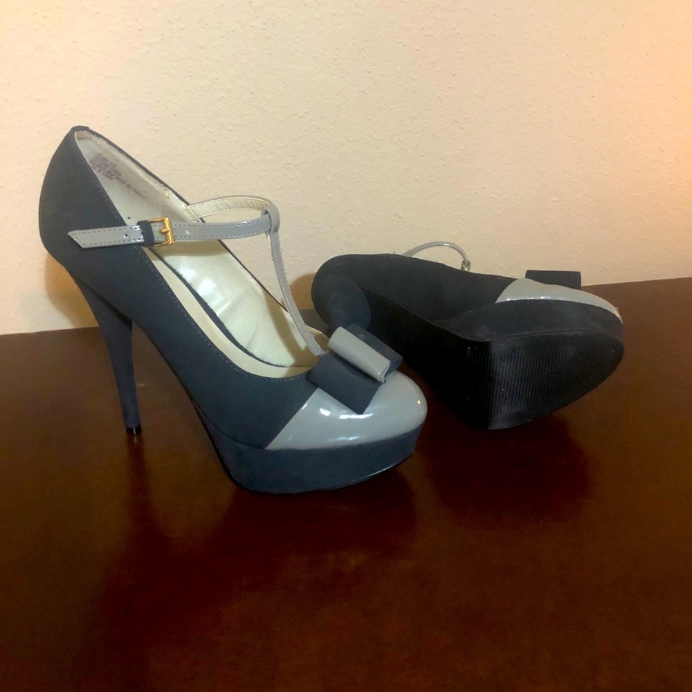 Grey and black heel